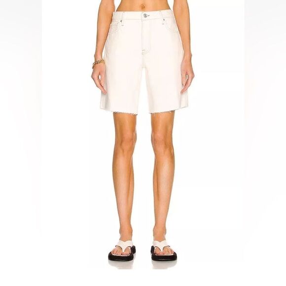 Frame Denim Le Slouch Bermuda Jean Shorts Ecru Size 27 - Picture 1 of 13